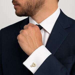 Gold & Silver Letter “P” Cufflinks Alphabet Monogram Initial Menswear